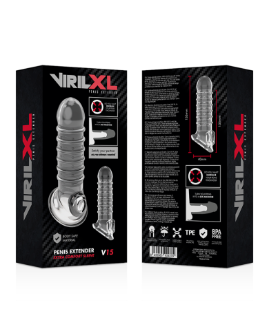 VIRILXL - EXTENSION DE PÉNIS ET GAINE V15 TRANSPARENTE