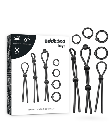 ADDICTED TOYS - ENSEMBLE DANNEAU PÉNIAL FLEXIBLE EN SILICONE 7 PIÈCES