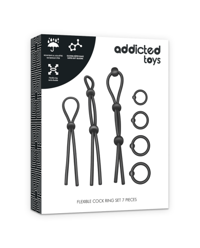 ADDICTED TOYS - ENSEMBLE DANNEAU PÉNIAL FLEXIBLE EN SILICONE 7 PIÈCES