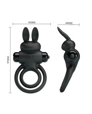 PRETTY LOVE - ANNEAU DE LAPIN VIBRATOR III POUR PÉNIS NOIR