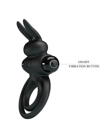 PRETTY LOVE - ANNEAU DE LAPIN VIBRATOR III POUR PÉNIS NOIR