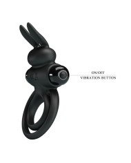 PRETTY LOVE - ANNEAU DE LAPIN VIBRATOR III POUR PÉNIS NOIR