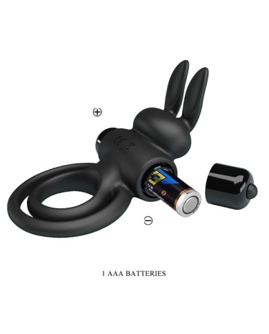 PRETTY LOVE - ANNEAU DE LAPIN VIBRATOR III POUR PÉNIS NOIR