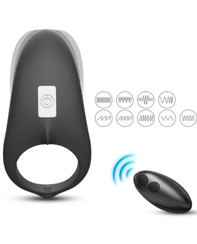 ARMONY - ANNEAU VIBRATEUR SHARK POUR COUPLES TÉLÉCOMMANDE NOIR