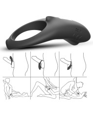 ARMONY - ANNEAU VIBRATEUR SHARK POUR COUPLES TÉLÉCOMMANDE NOIR