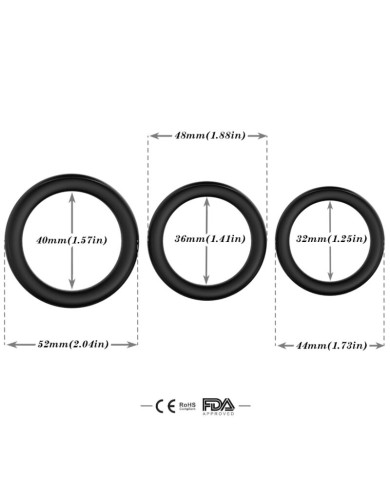 ARMONY - BAGUE TRIPLE SILICONE NOIRE