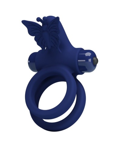 PRETTY LOVE - JAMELE DOUBLE ANNEAU AVEC VIBRATION & STIMULATEUR DE PAPILLON BLEU