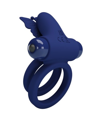 PRETTY LOVE - JAMELE DOUBLE ANNEAU AVEC VIBRATION & STIMULATEUR DE PAPILLON BLEU