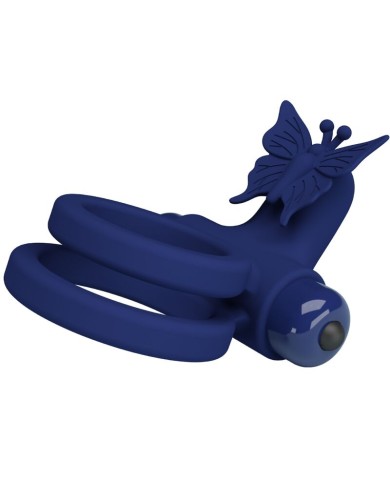 PRETTY LOVE - JAMELE DOUBLE ANNEAU AVEC VIBRATION & STIMULATEUR DE PAPILLON BLEU