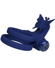 PRETTY LOVE - JAMELE DOUBLE ANNEAU AVEC VIBRATION & STIMULATEUR DE PAPILLON BLEU