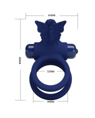 PRETTY LOVE - JAMELE DOUBLE ANNEAU AVEC VIBRATION & STIMULATEUR DE PAPILLON BLEU