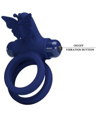 PRETTY LOVE - JAMELE DOUBLE ANNEAU AVEC VIBRATION & STIMULATEUR DE PAPILLON BLEU