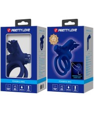 PRETTY LOVE - JAMELE DOUBLE ANNEAU AVEC VIBRATION & STIMULATEUR DE PAPILLON BLEU