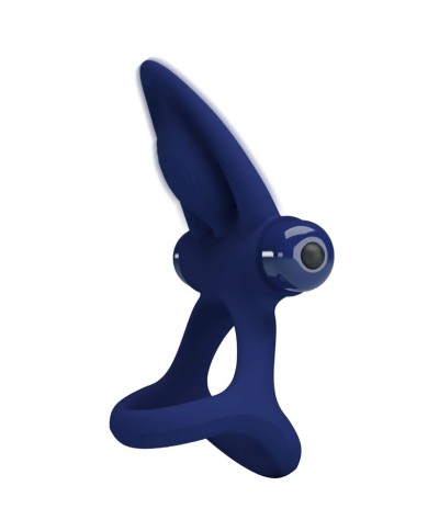 PRETTY LOVE - MAT DOUBLE ANNEAU AVEC VIBRATION & STIMULATEUR BLEU