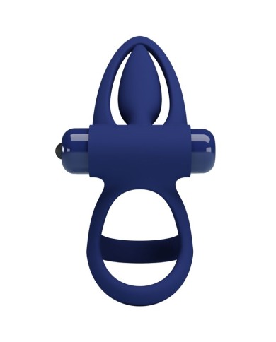 PRETTY LOVE - MAT DOUBLE ANNEAU AVEC VIBRATION & STIMULATEUR BLEU