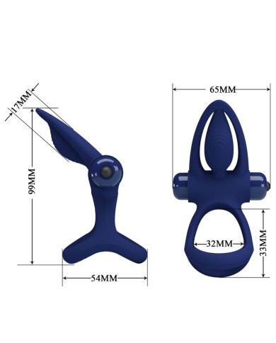 PRETTY LOVE - MAT DOUBLE ANNEAU AVEC VIBRATION & STIMULATEUR BLEU