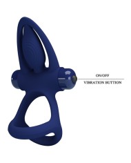 PRETTY LOVE - MAT DOUBLE ANNEAU AVEC VIBRATION & STIMULATEUR BLEU