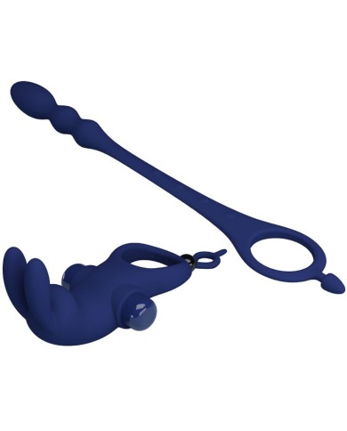 PRETTY LOVE - AYAD ANNEAU VIBRATEUR LAPIN AVEC PLUG BLEU