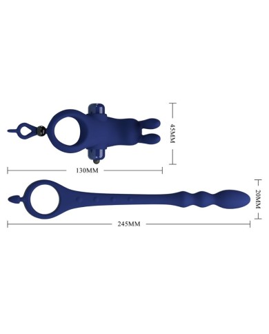 PRETTY LOVE - AYAD ANNEAU VIBRATEUR LAPIN AVEC PLUG BLEU
