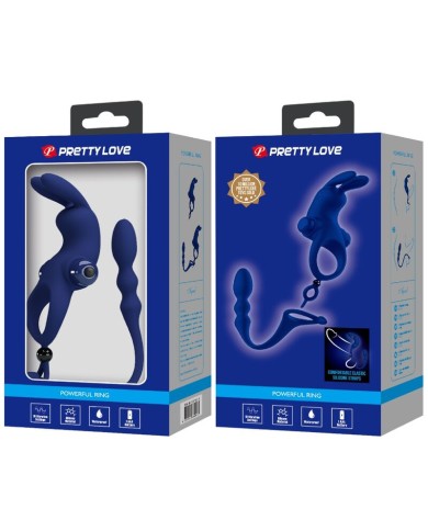 PRETTY LOVE - AYAD ANNEAU VIBRATEUR LAPIN AVEC PLUG BLEU