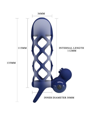 PRETTY LOVE - GIANN ANNEAU VIBRATEUR AVEC GAINE EN SILICONE BLEU