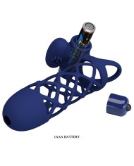 PRETTY LOVE - GIANN ANNEAU VIBRATEUR AVEC GAINE EN SILICONE BLEU