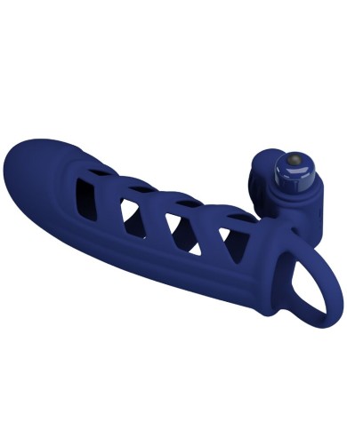 PRETTY LOVE - ALTAF ANNEAU VIBRATEUR AVEC GAINE EN SILICONE BLEU
