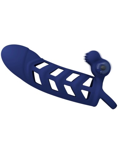 PRETTY LOVE - ALTAF ANNEAU VIBRATEUR AVEC GAINE EN SILICONE BLEU
