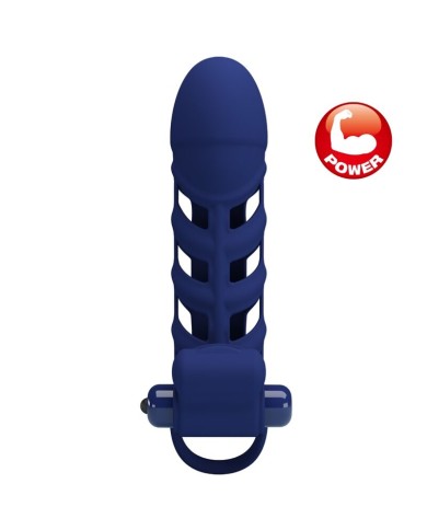 PRETTY LOVE - ALTAF ANNEAU VIBRATEUR AVEC GAINE EN SILICONE BLEU