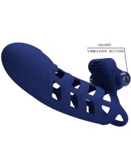 PRETTY LOVE - ALTAF ANNEAU VIBRATEUR AVEC GAINE EN SILICONE BLEU