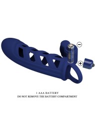 PRETTY LOVE - ALTAF ANNEAU VIBRATEUR AVEC GAINE EN SILICONE BLEU