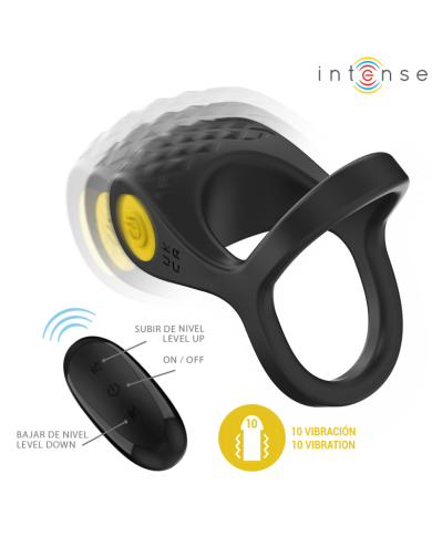 INTENSE - ALEX VIBRATEUR DOUBLE ANNEAU PÉNIS 10 VIBRATIONS NOIR