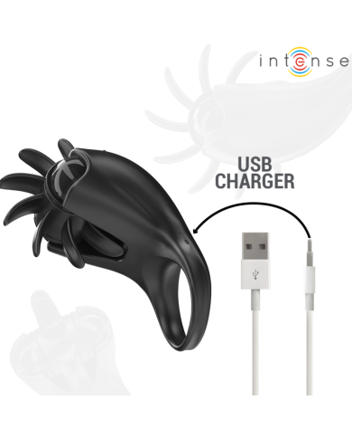 INTENSE - MABEL ANNEAU VIBRANT 10 VIBRATIONS AVEC STIMULATEUR DE CLITORIS NOIR
