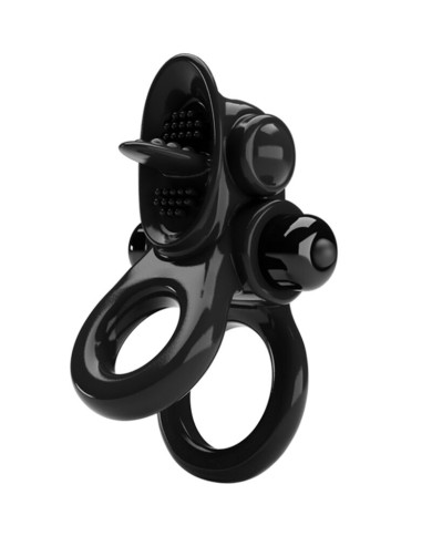 PRETTY LOVE - PASSIONATE RING DOUBLE ANNEAU VIBRANT + STIMULATEUR DE CLITORIS NOIR