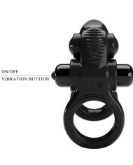 PRETTY LOVE - PASSIONATE RING DOUBLE ANNEAU VIBRANT + STIMULATEUR DE CLITORIS NOIR