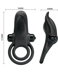 PRETTY LOVE - DOUBLE ANNEAU VIBRANT + STIMULATEUR DE CLITORIS 10 VIBRATIONS NOIR
