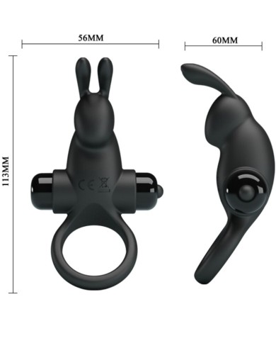 PRETTY LOVE - ANNEAU VIBRANT + STIMULATEUR DE CLITORIS RABBIT 10 VIBRATIONS NOIR