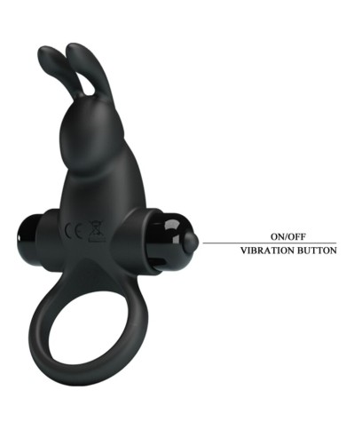 PRETTY LOVE - ANNEAU VIBRANT + STIMULATEUR DE CLITORIS RABBIT 10 VIBRATIONS NOIR