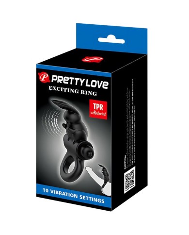 PRETTY LOVE - ANNEAU VIBRATEUR EXCITANT RABBIT 10 VIBRATIONS NOIR