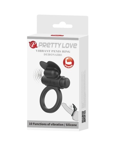 PRETTY LOVE - BAGUE VIBRANTE DEBONAIRE LAPIN 10 VIBRATIONS NOIRE