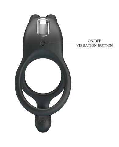 PRETTY LOVE - SETH DOUBLE ANNEAU VIBRANT LAPIN 7 VIBRATIONS NOIR