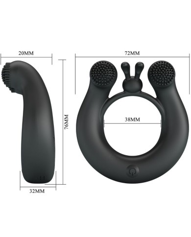 PRETTY LOVE - ANNEAU VIBRANT DAHLIA + STIMULATEUR DE CLITORIS 12 VIBRATIONS NOIR