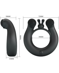 PRETTY LOVE - ANNEAU VIBRANT DAHLIA + STIMULATEUR DE CLITORIS 12 VIBRATIONS NOIR