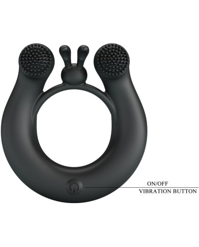 PRETTY LOVE - ANNEAU VIBRANT DAHLIA + STIMULATEUR DE CLITORIS 12 VIBRATIONS NOIR