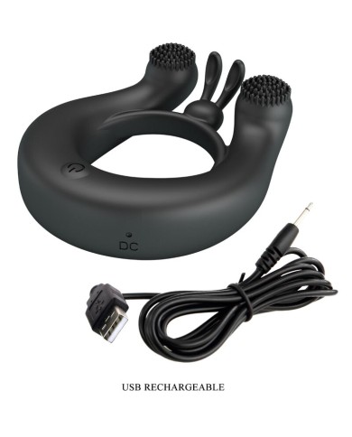 PRETTY LOVE - ANNEAU VIBRANT DAHLIA + STIMULATEUR DE CLITORIS 12 VIBRATIONS NOIR