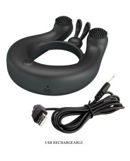 PRETTY LOVE - ANNEAU VIBRANT DAHLIA + STIMULATEUR DE CLITORIS 12 VIBRATIONS NOIR