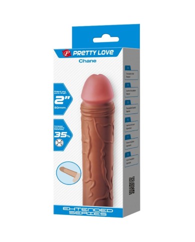PRETTY LOVE - MANCHON DE PÉNIS CHANE AVEC EXTENSION DE 5 CM MULÂTRE