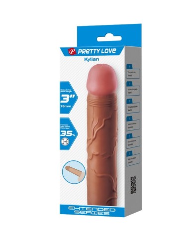 PRETTY LOVE - KYLIAN MANCHON PÉNIS AVEC EXTENSION 7,6 CM MULÂTRE