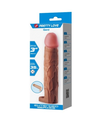 PRETTY LOVE - MANCHON DE PÉNIS GERD AVEC EXTENSION DE 7,6 CM MULÂTRE