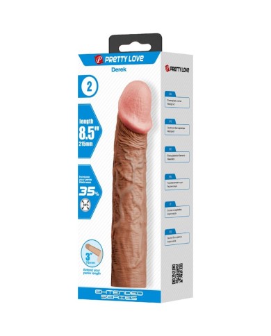 PRETTY LOVE - MANCHON DE PÉNIS DEREK AVEC EXTENSION DE 7,6 CM MULÂTRE